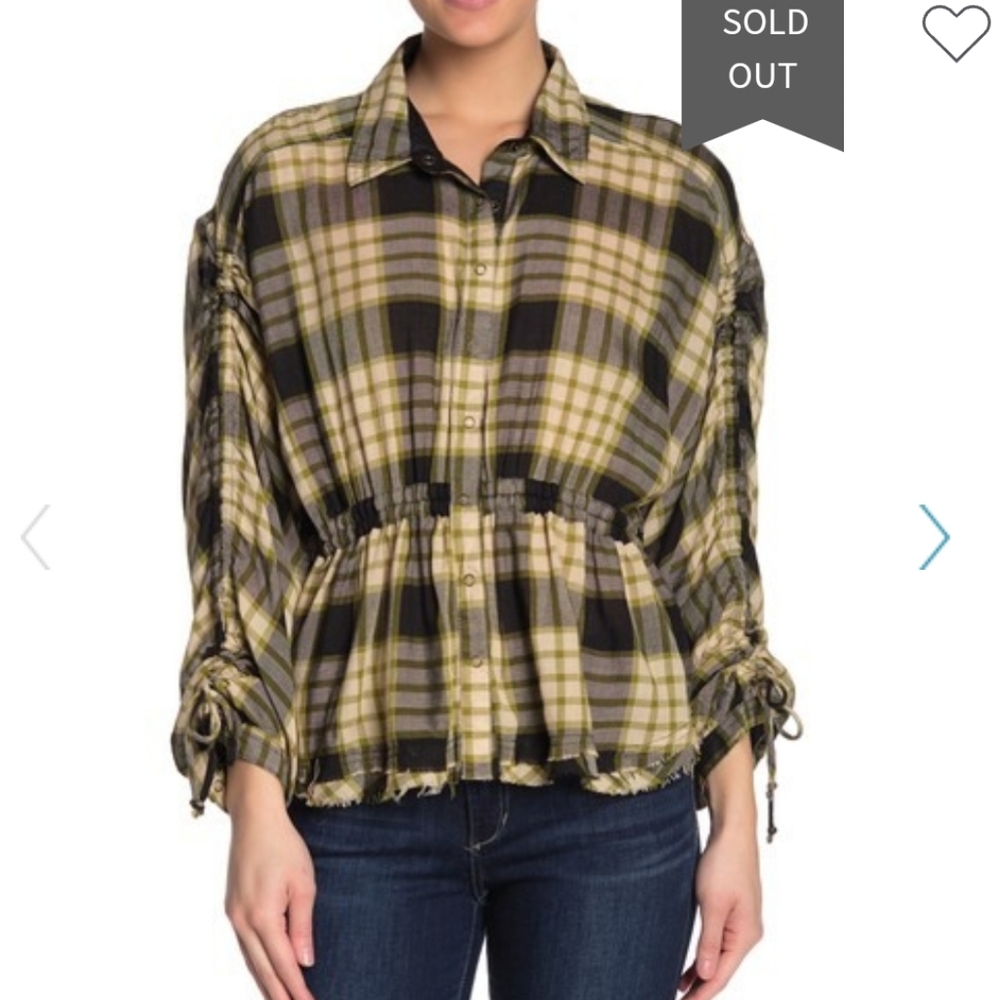 NWT Free People Pacific Dawn Plaid Shirt Black - Picture 6 of 11